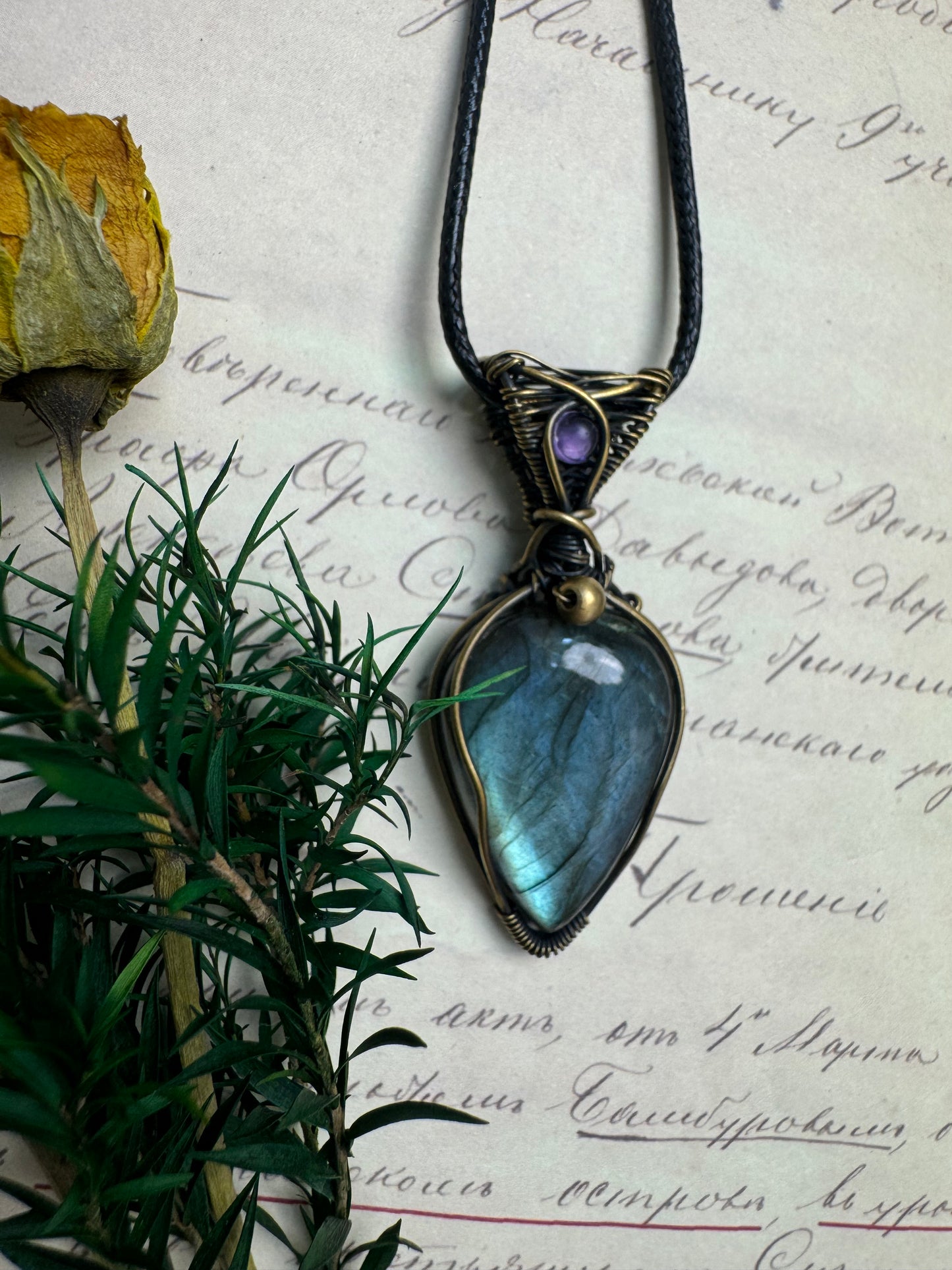 Wire Wrapped Labradorite Pendant