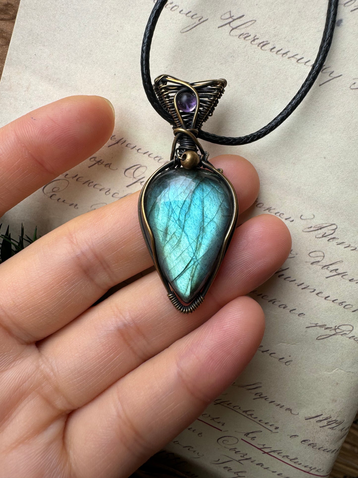 Wire Wrapped Labradorite Pendant